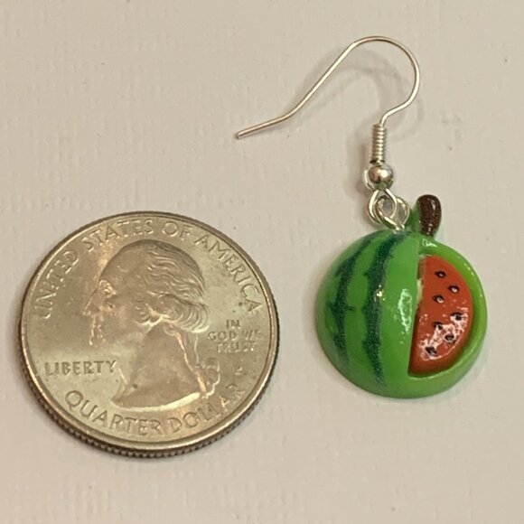 Watermelon Earring, Summer Earring, Funny Food Earring, Fruit Earring, Gift Idea - Picture 6 of 7